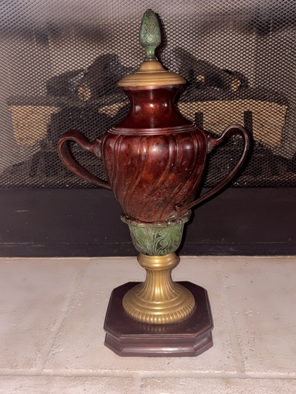 Large 19” Vintage Neoclassical Trophy Urn with Lid – Heavy Cast Metal
